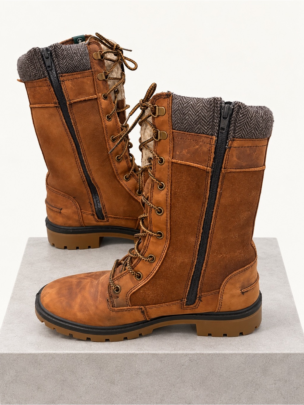 Kamik Chestnut Brown Lace-Up Side-Zip Winter Boots